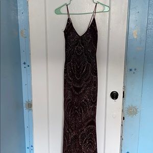 burgundy rosegold dress